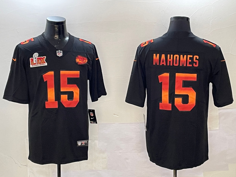 Men Kansas City Chiefs 15 Mahomes black Rainbow 2025 Nike Limited NFL Jersey style 11